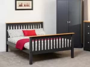 Seconique Monaco 4ft6 Double Grey and Oak Wooden Bed Frame High Footend