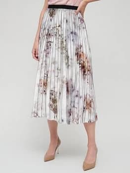 Ted Baker Vanilla Printed Pleated Skirt - White, Size 1=8, Women