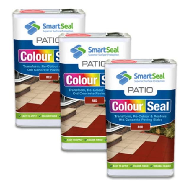 Smartseal Patio Colourseal, Red, Seal And Restore Concrete Paving Slabs, Concrete Paint For Patio, Concrete Sealer, 3 X 5L