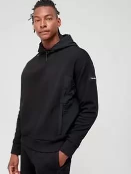 Calvin Klein Mix Media Interlock Hoodie - Black Size M Men