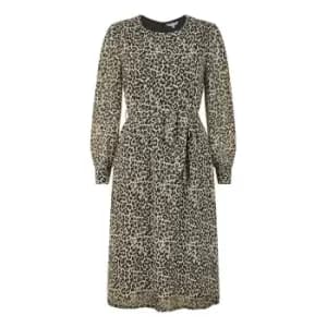 Yumi Black Leopard Long Sleeve Skater Dress - Multi