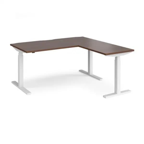 Elev8 Height Adjustable Desk Rectangular Desk With Return 1600mm Walnut Tops With White Frames Elev8 Touch Walnut EVTR-1600-WH-W