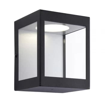 LED Outdoor Wall Light Matt Black & Clear Glass