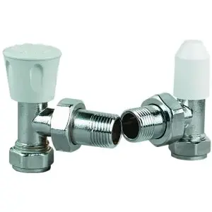Wickes Angled Chrome Radiator Valves - 15mm Pack of 2
