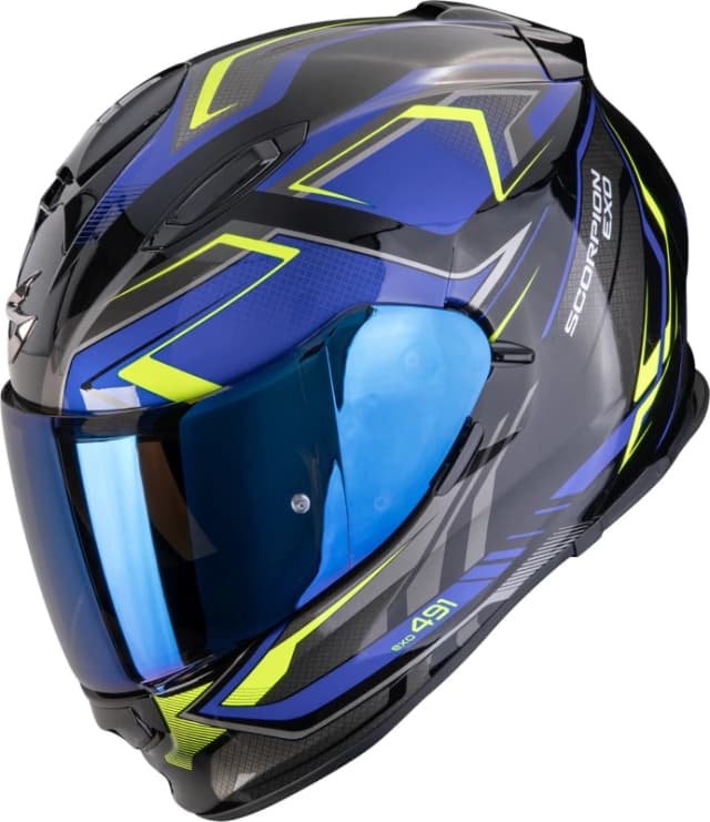 Scorpion Exo-491 Zumo Full-Face Helmet, black-blue-yellow, Size S for Men