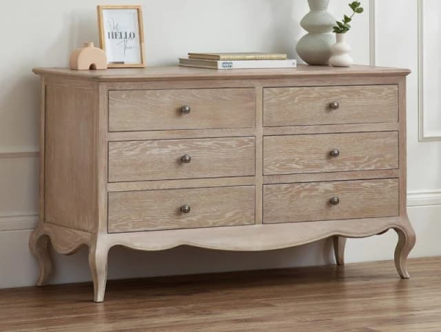 Julian Bowen Camille Limed Oak 6 Drawer Chest of Drawers