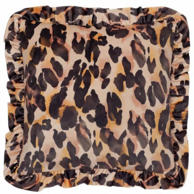 Furn Furn Leopard Printed Velvet Ruffle Cushion Size: 45cm x 45cm Multi 45cm x 45cm Unisex 5025532822499