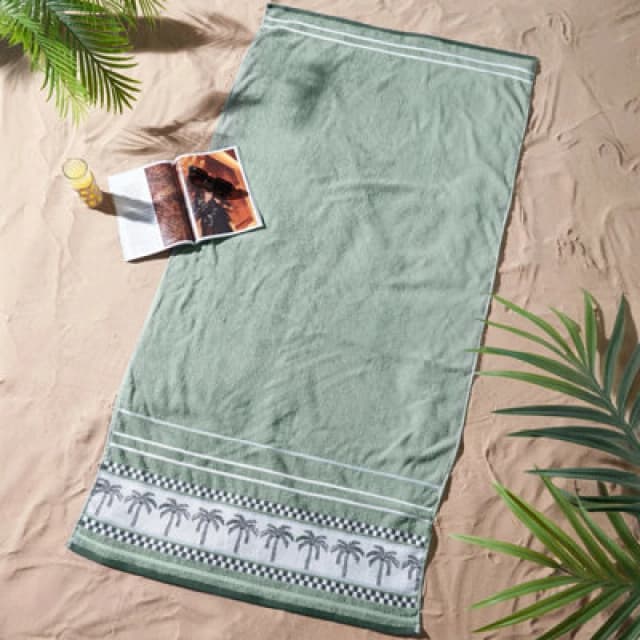 Catherine Lansfield Plam Trees Extra Large Beach Towel Green