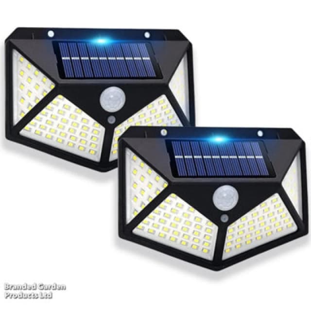 Garden Gear 100 LED Solar Motion Sensor Light: Energy-Efficient, Durable, And Versatile Outdoor Lighting Solution (X2)