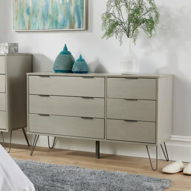 Home Source Acadia Modern Industrial 6 Drawer Chest Grey
