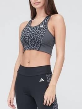 adidas Leopard Bra Top - Grey/Black, Size 2Xs, Women