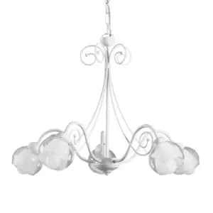Camilla 5 Light Multi Arm Pendant Ceiling Light, Glass Shades