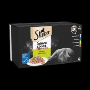 Sheba Sauce Lover Cat Food Trays Mixed Collection in Gravy 8 x 85g