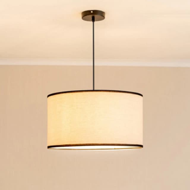 ValueLights ValueLights Eva Natural Linen Fabric Ceiling Floor Table Large Drum Lamp Shade with LED Bulb in Black One Size Unisex 5059406059407