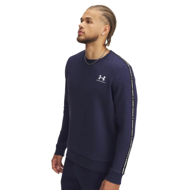 Under Armour Mens Icon Fleece Taping Sweatshirt Navy/White male S