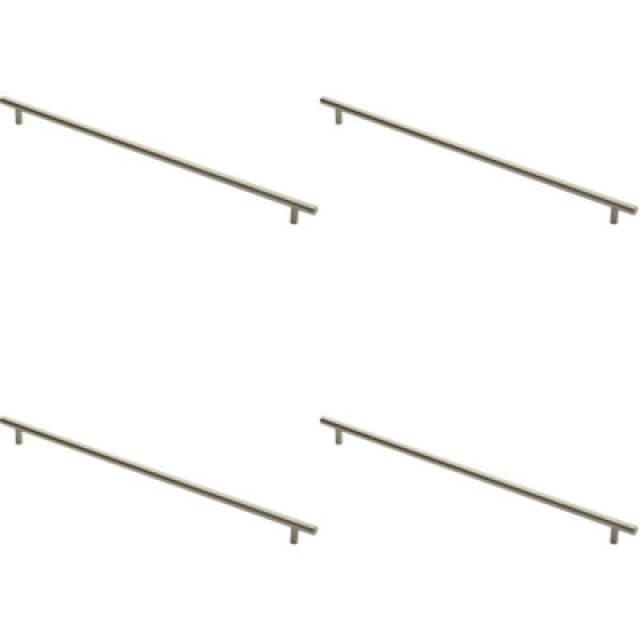 Loops 4x Round T Bar Cabinet Pull Handle 508 x 12mm 448mm Fixing Centres Satin Nickel Metallics unisex
