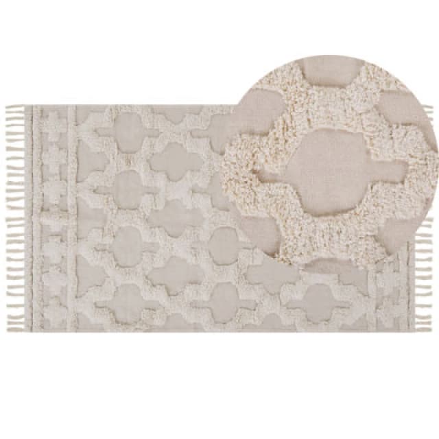 Beliani Rug Suluova Beige 80 X 150 Cm Cotton