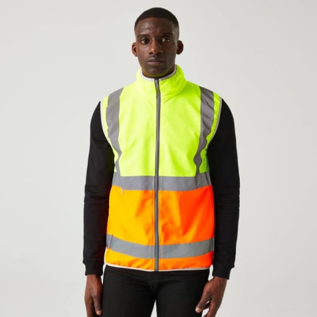 Regatta Mens Hi-vis Full Zip Gilet in Bright Yellow Size: Small Bright Yellow Male S