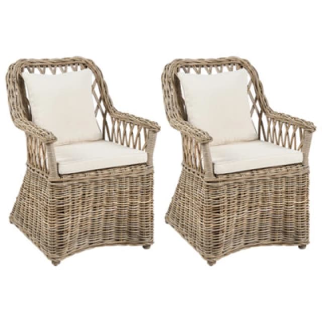 Beliani Set Of 2 Rattan Garden Chairs Natural Maros Ii
