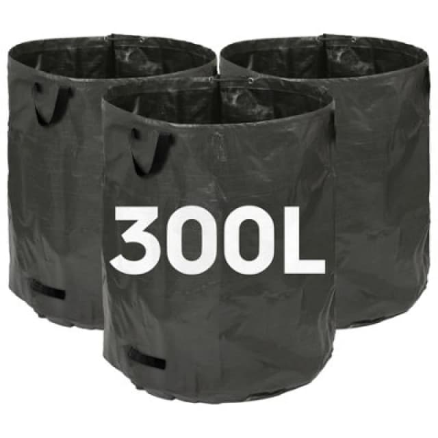 Harbour Housewares 300L Garden Waste Bags With Handles - Black - 3X Large Strong Reusable Plastic Heavy Duty Gardening Rubbish Refuse Sacks