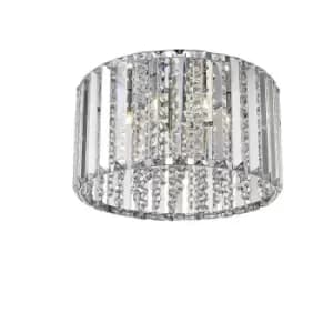 Impex Diore 4 Light Flush Ceiling Light Chrome Crystal