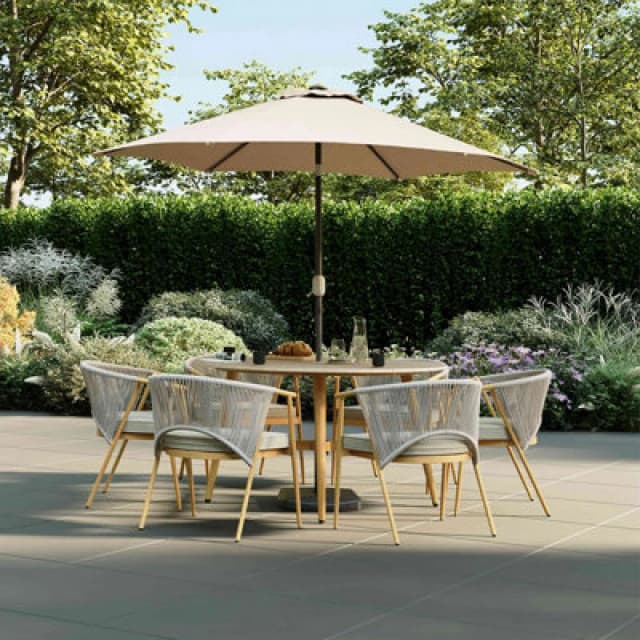 Charles Bentley Almada 6 Seater Dining Set Wood Effect Frame