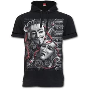 Rebellion Mens Small Fine Cotton Summer Hoodie - Black