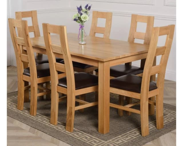 Thats Furniture Oslo 150 x 90cm Medium Oak Dining Table & 6 Yale Chairs in Brown Brown Unisex 150 x 90 cm