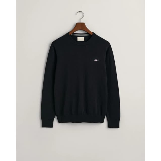 Gant Classic Cotton Crew Neck Sweater - Black M