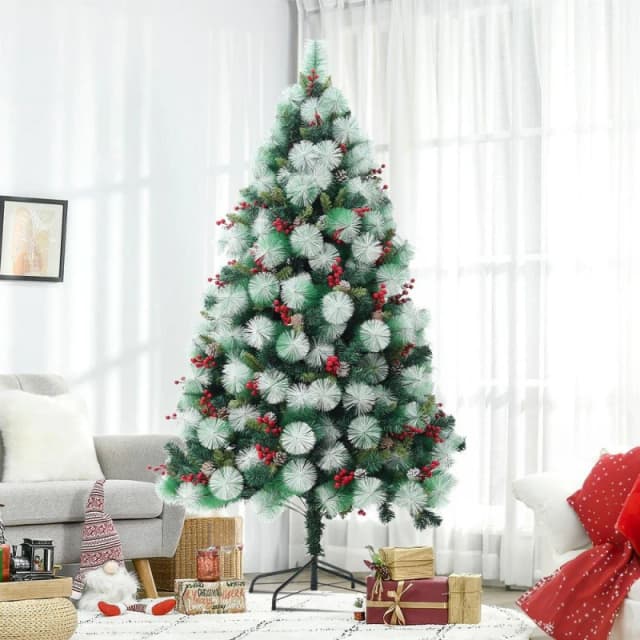 LIFE IDEAS 1.8m Flocked Artificial Christmas Tree Green unisex 6ft