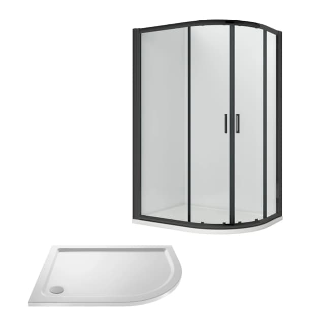 Balterley Ruwa Offset RH Quadrant: Door, Panel, Tray, 1000 x 800 mm Black/White in Black Unisex