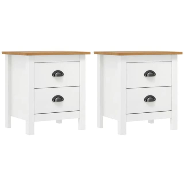 VIDAXL Bedside Cabinet Hill 2 pcs White 46x35x49.5cm Solid Pine Wood Vidaxl 8719883909769