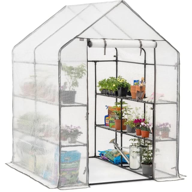 Christow Walk Greenhouse Garden Grow House Reinforced Cover 8 Shelves Extra Large 6ft Clear