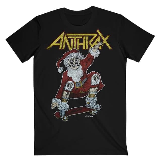 Anthrax Mens Vintage Christmas T-Shirt in Black Size: Small Black Male S