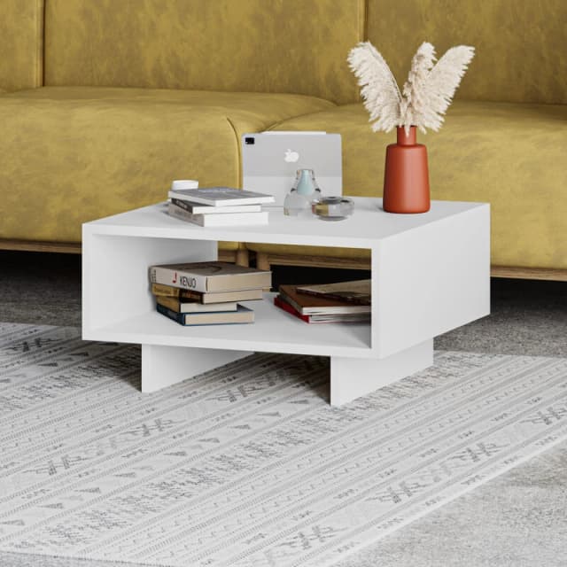 DECORTIE Decortie Hola Modern Coffee Table Multipurpose H 32cm - White / White M.SH.11040.9