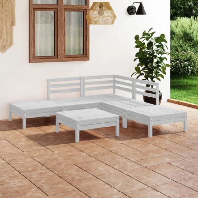 VIDAXL 6 Piece Garden Lounge Set Solid Pinewood White Vidaxl 8720286685259