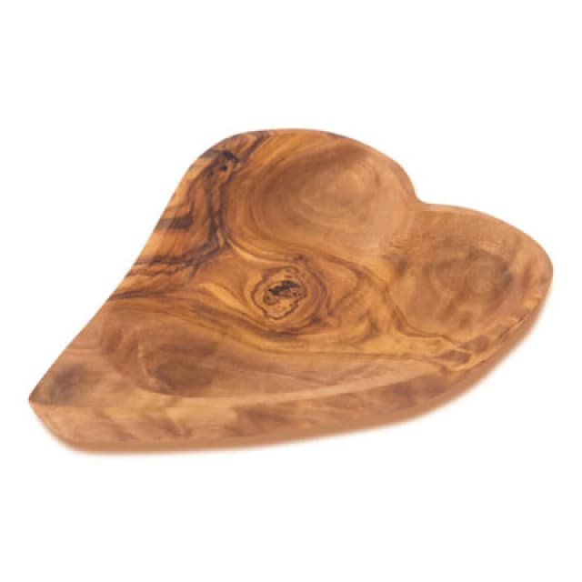 Verano Spanish Ceramics Olive Wood Natural Grained Rustic Kitchen Dining Heart Shaped Snack Dish (L) 15cm x (W) 13cm Natural unisex