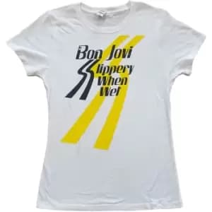 Bon Jovi - Slippery When Wet Ladies X-Large T-Shirt - White