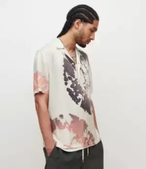 AllSaints Mens Silverlake Tie Dye Shirt, Cloud White, Size: M