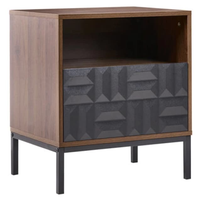 Beliani 1 Drawer Bedside Table Caraquet Dark Brown