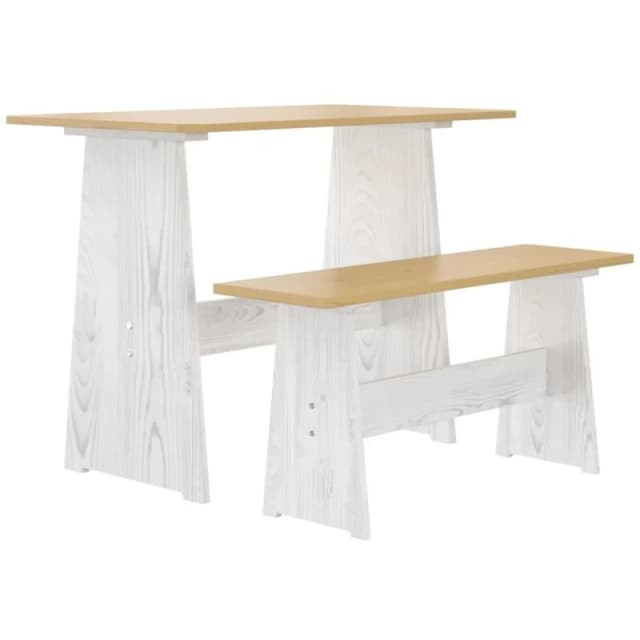 VIDAXL Dining Table with Bench reine Honey Brown&White Solid Wood Pine Vidaxl 8720286343104