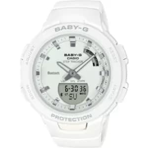 Ladies Casio 'G-Squad Bluetooth Step Tracker' White Stainless Steel and Resin Quartz Chronograph Radio-Controlled Watch