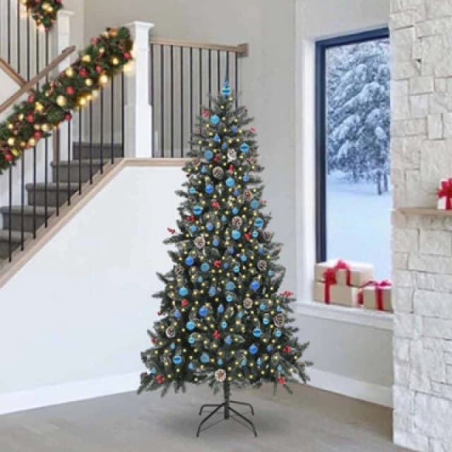 vidaXL Artificial Christmas Tree with Blue Balls Green 129.5 x 129.5 x 240 cm, Green 3395911