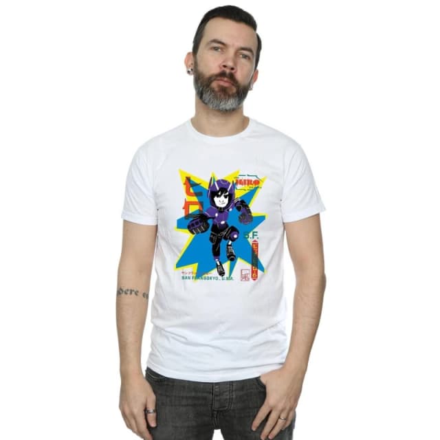 Disney Men Big Hero 6 Hiro Anime T-Shirt in White Size: Small White S Male 5057864214116