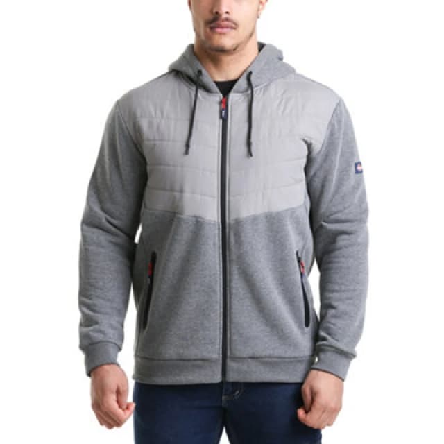 Lee Cooper Workwear Lee Cooper Workwear Men Quilted Hooded Sweat Jacket in Grey Size: 2X-large Grey XXL Male 5050217309170