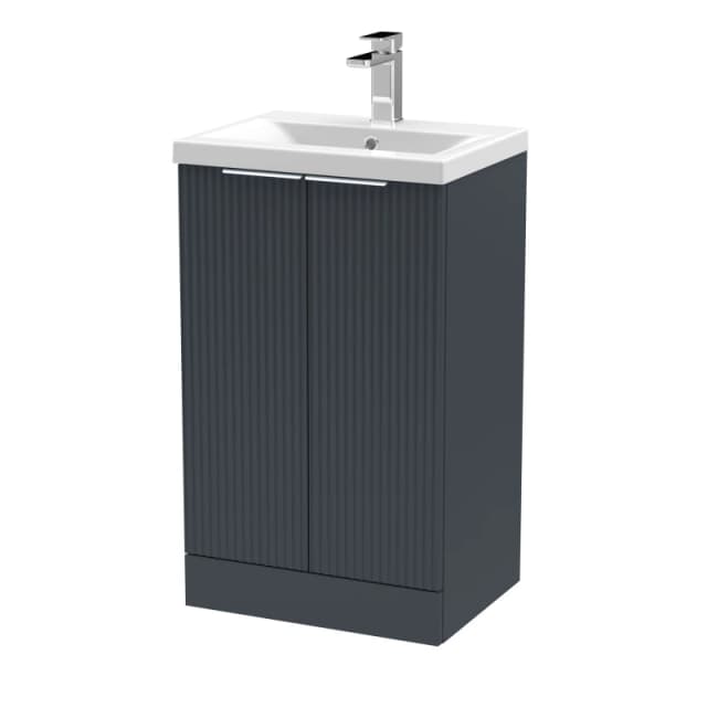Balterley Fluted Front Floor Standing 2 Door Vanity Basin Unit 500mm - Dark Grey Grey Unisex