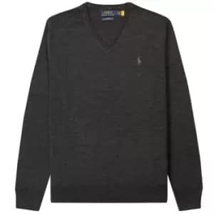 Polo Ralph Lauren Slim Fit Washable Wool V-Neck Sweater Dark Granite Heather