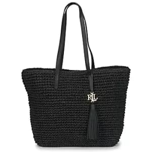 Lauren Ralph Lauren STRAW TOTE-TOTE-MEDIUM womens Shoulder Bag in Black. Sizes available:One size