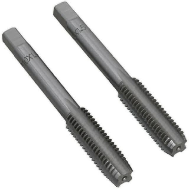 Loops 2 PACK - M10 x 1.5mm Taper & Plug Tap Set - Premium Steel - Socket Threading Bit Metallics