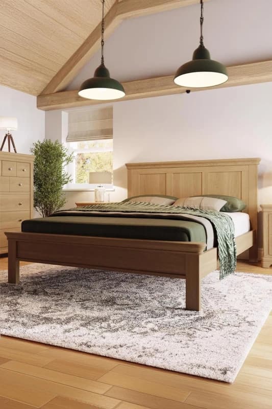 FWStyle FWStyle Solid Oak Bed Frame UK King Size 5FT Low Natural Oak Finish in Brown Brown King Unisex 5056413118639